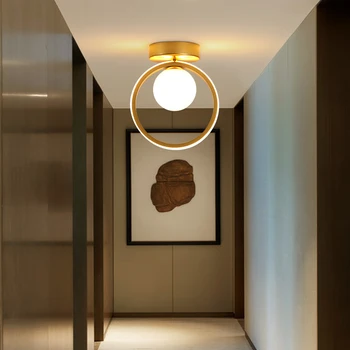  Moderne de sticlă lampă de tavan pentru Vestiar Balcon inel de Aur lumina plafon G9 Bec Decor Acasă Culoar, hol, conduse de plafon lumina