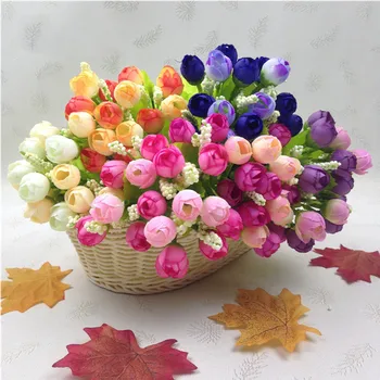  Multicolor Ceai De Trandafiri Vaze Pentru Acasă Decorare Accesorii De Plastic Fals Nunta De Flori Decorative, Flori Artificiale Ieftine