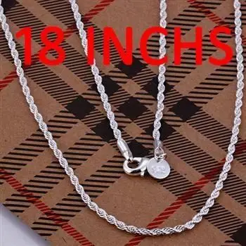  N226-18 Colier placat cu argint,argint placat cu Pandantiv moda bijuterii Strălucesc Răsucite Linie 2mm 18 cm /appajgwa ebfamsma