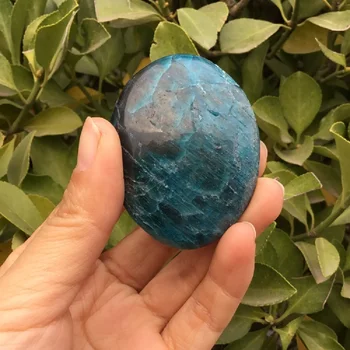  Naturale Albastru Apatit De Cristal Palma Piatră De Vindecare Reiki Vă Faceți Griji Cu Piatra