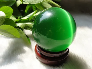  Naturale cristal verde ochi de pisica minge acasă decorare gratuit cu suport de lemn