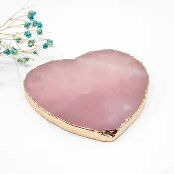  Naturale Cuart Roz, Agate Bucată De Aur Tivita Bijuterii Ornament De Cristal Coaster