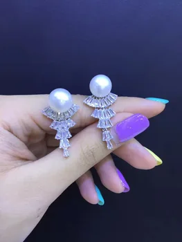  naturale de apă dulce perla picătură cercei argint 925 cu zircon cubic blingbling femei frumoase bijuterii transport gratuit
