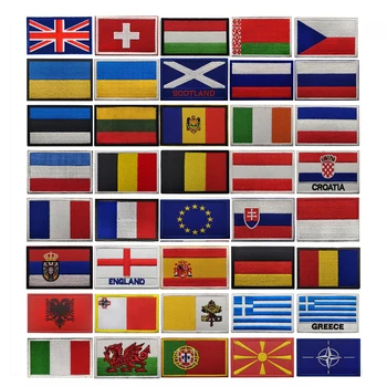  Naționale Cârlig și Buclă de Broderie Patch-uri de Fag Insigne Franța, Olanda, Portugalia, Germania, cehia, Belgia, Scoția, Polonia, Croația