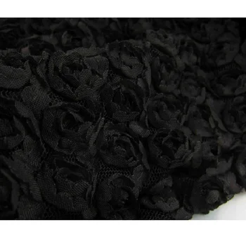  Negru Dantelă, Pânză De Plasă Tridimensională Floare Trandafir Placa De Flori Fusta Decor Dantela Tesatura