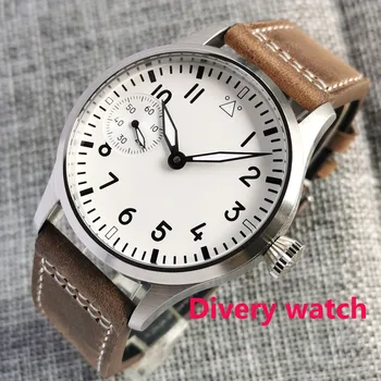  New sosire 42mm cadran alb luminos mecanice bărbați ceas ST3600 parte winding ceas de sticlă de safir