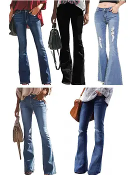  New Sosire 5 Stiluri de Moda Rupt Flare Jeans Pentru Femei Street Casual Pantaloni din Denim Toamna Lungă, Pantaloni Largi Picior S-2XL