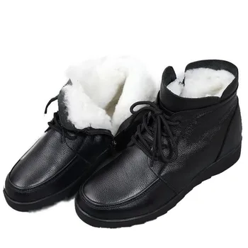  Noi Dantela-up Pantofi de Iarna Femeie de Lână Cizme Cizme Plate Zăpadă Pantofi din Piele Pantofi de Moda Casual, Cizme Pantofi Femei Cizme