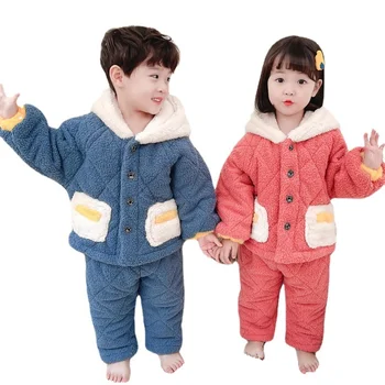  Noi de Iarna Copii Pijamale Fete pentru Copii Haine de Moda pentru Copii Baieti Cald cu Gluga Pantaloni 2 buc/Seturi Copilul Casual Pijamale