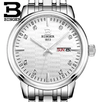  Noi Elveția Ceasuri Barbati Brand de Lux BINGER Ultra-subțire Japonia Cuarț Ceasuri de mână Diamond Dual Calendar Ceasuri B3036M