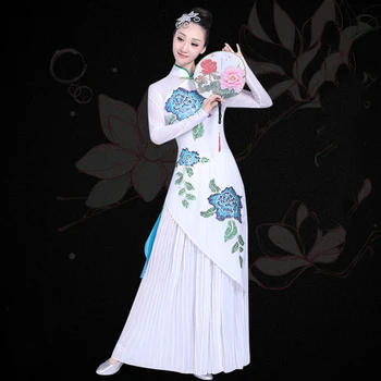  Noi Femeile de Flori Clasice, Costume de Dans Alb Chineză Stil de sex Feminin Etapa Performanc Dans Modern, Dans Costum Marimea S-3XL