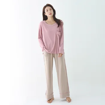  Noi Pijamale Femei Toamna Model Gros de Culoare de Contrast Liber Casual Confortabile, Lejere Doamnelor Costum de Servicii la Domiciliu