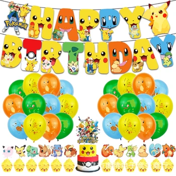  Noi Pokemon Pikachu temă petrecere de aniversare decor trage pavilionul balon latex tort introduce rândul copiilor costum de scenă de vacanță layout