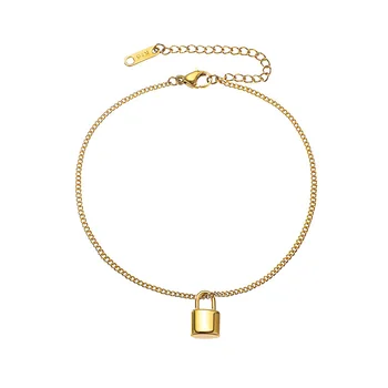  Noroc de blocare lanț de glezna bijuterii din aur de 18K picior ornament pentru femei