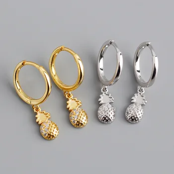  Noua Moda Drăguț Ananas Pandantiv Hoop Cercei Pentru Femei Cristal Cupru Auriu/Alb Huggies Boemia Cercei Piercing Bijuterii