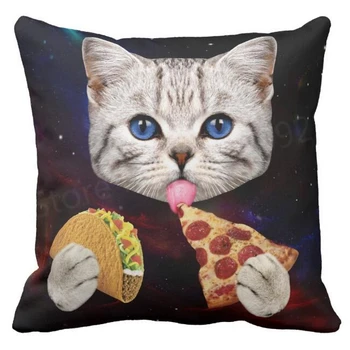 Noul Spațiu Pisica cu Pizza Taco Arunca Pernă de Moda Galaxy Pisici Pisoi Pernă Caz Amuzant Drăguț Alimentare de origine Animală Decor Acasă