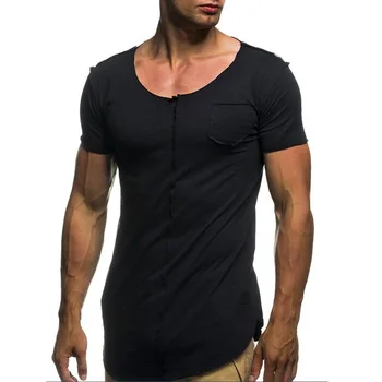  NR.2-6844 Vara noi bărbați tricouri culoare solidă slim tendință casual cu mâneci scurte moda
