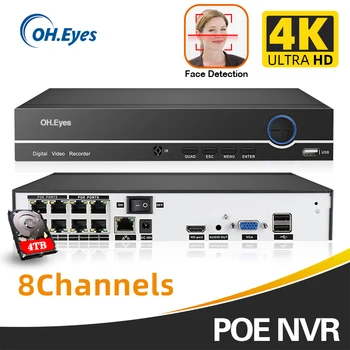  OH.Ochii 8CH 4K POE CCTV NVR H. 265 de Detectare a Mișcării Față de Redare CCTV Network Video Recorder FTP Nvr Vedere la Distanță POE NVR Pentru Cam