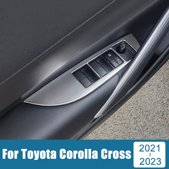  Otel inoxidabil Geam Mașină de Ridicare a Comuta Butonul Trim Rama de Acoperire Autocolant Pentru Toyota Corolla Cruce XG10 2021 2022 2023 Hibrid