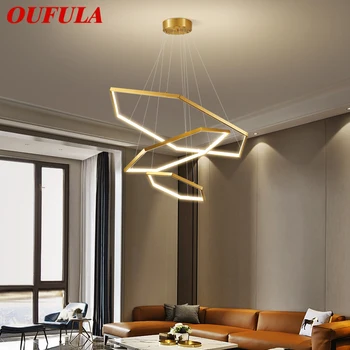  OUFULA Contemporane Alamă Pandantiv Lampă LED 3 Culori Inel de Agățat Light Design Creativ Decor Pentru Casa Living Sala de Mese