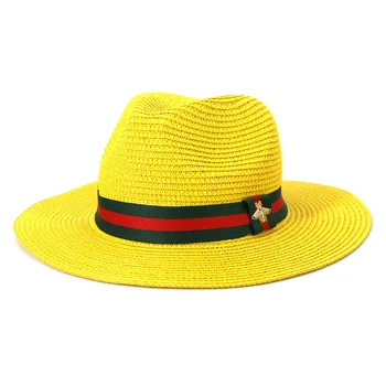  Pai fedoras jazz palaria pentru doamna pălării de vară vantage capac pălărie panama varf rotund de paie capac femei ciucure pălărie en-gros