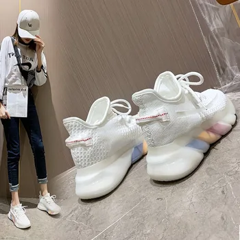  Pantofi în 2021 pantofi de designer pentru a adăuga goofy țesute net tocuri torre respirabil curcubeu de vara pantofi de sex feminin fund gros