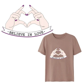  Patch-uri de moda deget de Dragoste în formă de Inimă DIY Patch pentru Îmbrăcăminte Autocolant femei T-shirt Transfer de Căldură Decalcomanii