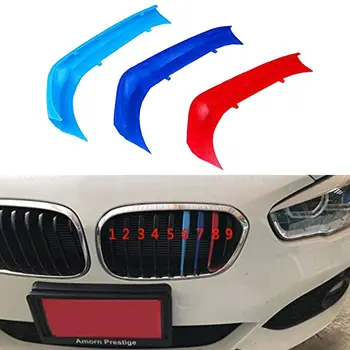  Pentru BMW Seria 1 F20 F21 116i 118i 2015-2017 (9 Grile) 3D Grila Fata Tăiați Fâșii Grila de Acoperire Autocolant Grila Fata a Introduce Garnitura