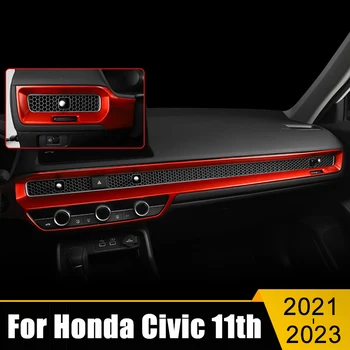  Pentru Honda Civic 11 Gen 2021 2022 2023 Plastic ABS Masina Centrală de Control tabloul de Bord Tapiterie Benzi de Carbon Autocolant de Interior Accesorii