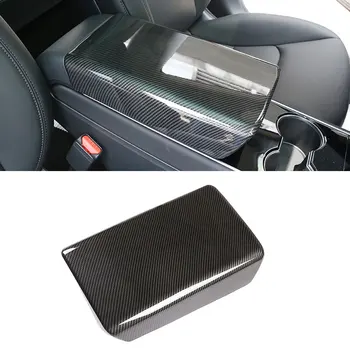  Pentru Tesla Model 3 Y ABS Fibra de Carbon Textura Auto Interior Consola centrala Capac Cotiera Cutie Depozitare Capac Ornamental