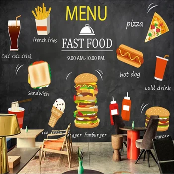  Personalizat Burgeri, cartofi prajiti Vest Restaurant Fast-Food de Fundal pictura Murala de Perete Wallpaper 3D Snack Bar Hamburger Hârtie de Perete 3D