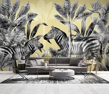  Personalizat murală de fundal de mână-pictat tropicală planta zebra fundal peisaj pictura murala de perete decor acasă tapet 3d