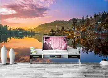  Personalizat Norvegia, Lac, Munți, Peisaj Natura fotografie tapet mural papel de parede,TV camera de zi canapea perete dormitor mare, picturi murale