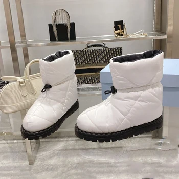  Plus Dimensiune Brand Pop Frumos Uri De Femei Frumoase Glezna Cizme Groase De Iarna Femei Cizme De Zăpadă Platforme Casual Scurt Pantofi Pentru Femeie Cizme