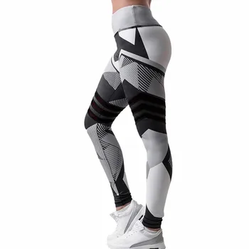 Plus Dimensiune S-3XL Sport Femei Femei Jambiere Elastice Mozaic Pantaloni pentru alergat Sport Fitness Uscat Antrenament Rapid Pantaloni de Yoga Jambiere