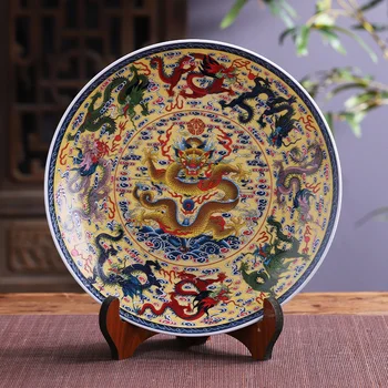  Porțelan, Ceramică Feng Shui Nouă Dragoni Perete-Placă Mare Decor Placa Noul Stil Chinezesc Acasă Ornamente Decor