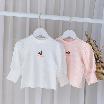  Primavara Toamna fete Minunate Maneca Lunga Top Pearl arc coreean copii Subpar t-shirt toddler Elastic Hidroizolatie îmbrăcăminte pentru Copii