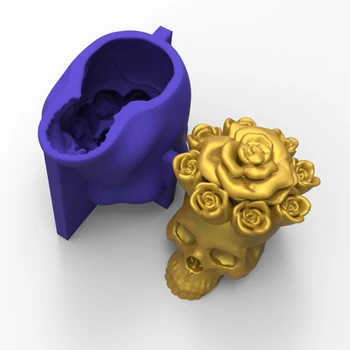  Q39C 3D Rose Skull Lumânare Rășină Epoxidică Mulaj Sapun Silicon Mucegai Meserii DIY Acasă Ornamente de Turnare Instrumente