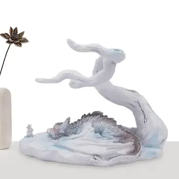  Rasina De Artizanat Dragon Și Mouse-Ul De Artă Statuie Ornament Camera De Zi Dormitor Birou Decor De Masă Sufra Decor Cadou De Crăciun