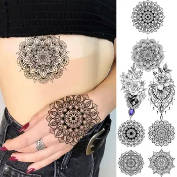  Realist Mandala Tatuaje Temporare Pentru Femei Adulte Fata De Henna Pandantiv Floare Trandafir False Rezistent La Apă Tatuaj Body Art Tatuaje Decal