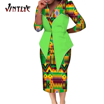  Rochii femei Ankara Imprimare Dashiki Africane Rochii pentru Femei Mozaic de Moda Casual Rochie Doamnă Femeile Africane Boubou WY9594