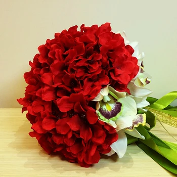  Romantic, Flori de Nunta de Decorare DIY Artizanat Trandafiri Rosii, Orhidee Buchete Elegante Buchete de Mireasa din Satin Panglică Papion Grămadă