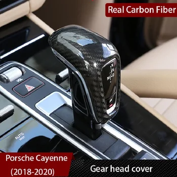  Roșu Negru Din Fibra De Carbon Interior Masina Schimbătorului De Viteze Acopere Capul Trim Autocolant Accesorii Pentru Porsche Cayenne 2018-2020