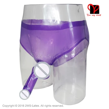  Sexy Violet Transparent din Latex boxeri cu lipite teaca penisului lenjerie de Cauciuc cu prezervativ pantaloni Scurți KZ-020