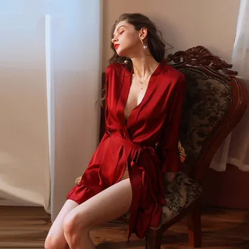  Sexy Volane Kimono-Halat De Baie Solid Pijamale Femei Raionul Camasa De Noapte Eleganta Homewear Halat Rochia Doamnelor Sleepshirt Lenjerie