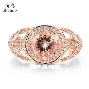  Shruno Solid 10K Aur roz Rotund Perfect 2.15 CT Morganite Diamante Inel de Logodna Pentru Femei, Stilul Clasic de Bijuterii Fine Cadou