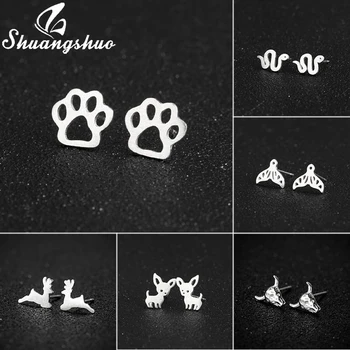  Shuangshuo Argint 925 Creativ Animale de Bijuterii pentru Femei Agățat de sex Feminin Gol Labă de Câine Cercei Mai bun Cadou de Prietenie