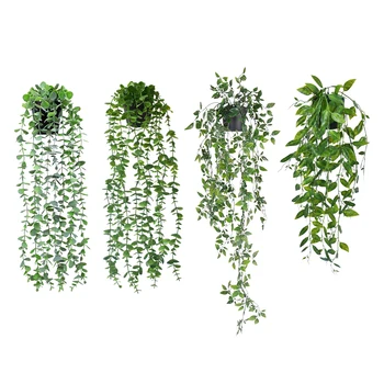  Simulare De Ghivece Cu Plante Cu Frunze Verzi Agățat De Perete Decor Acasă Artificiale Iederă Frunze De Plante De Viță De Vie, Grădină De Perete Decor Petrecere