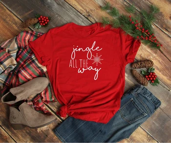  Slogan amuzant Zăpadă Grafic de Moda pentru Femei T-shirt Tumblr Estetice Tee de Artă de Top Jingle Tot Drumul de Crăciun Tricou Obsedat de Vacanță