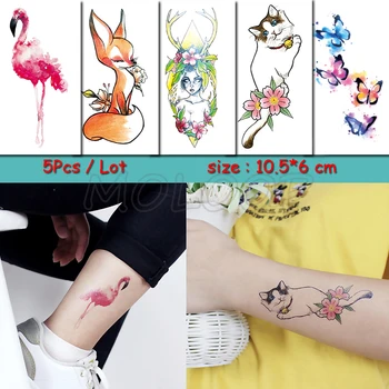  Tatuaj temporar Autocolant macara vulpe, pisică fluture floare impermeabil Tatuaj fals Transfer de Apă Corpul de Artă flash Tatuaj fată femeie copil